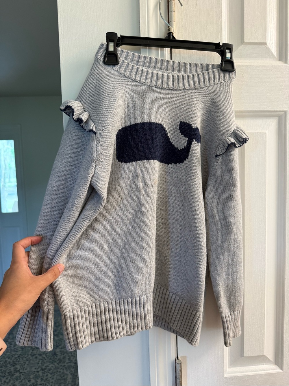 Vineyard Vines Light Gray Sweater with Navy Whale